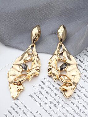 Alexis Bittar Gold Leaf Openwork Stud Earrings